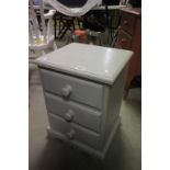 Grey Painted Bedside Chest of Three Drawers