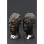 A pair of African hardwood heads