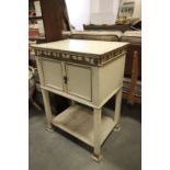 Continental Style White Painted Side Cabinet with cupboard over shelf below