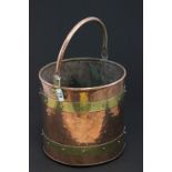 Copper and Brass Bound Log Bucket