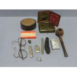 Box of Collectables including Lighter, Pipe, Joseph Rodgers Penknife, etc