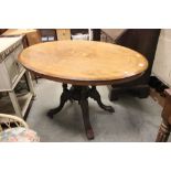 Edwardian inlaid walnut tip top loo table