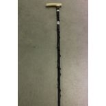 Blackthorn antique walking cane with Ivory handle and silver mount