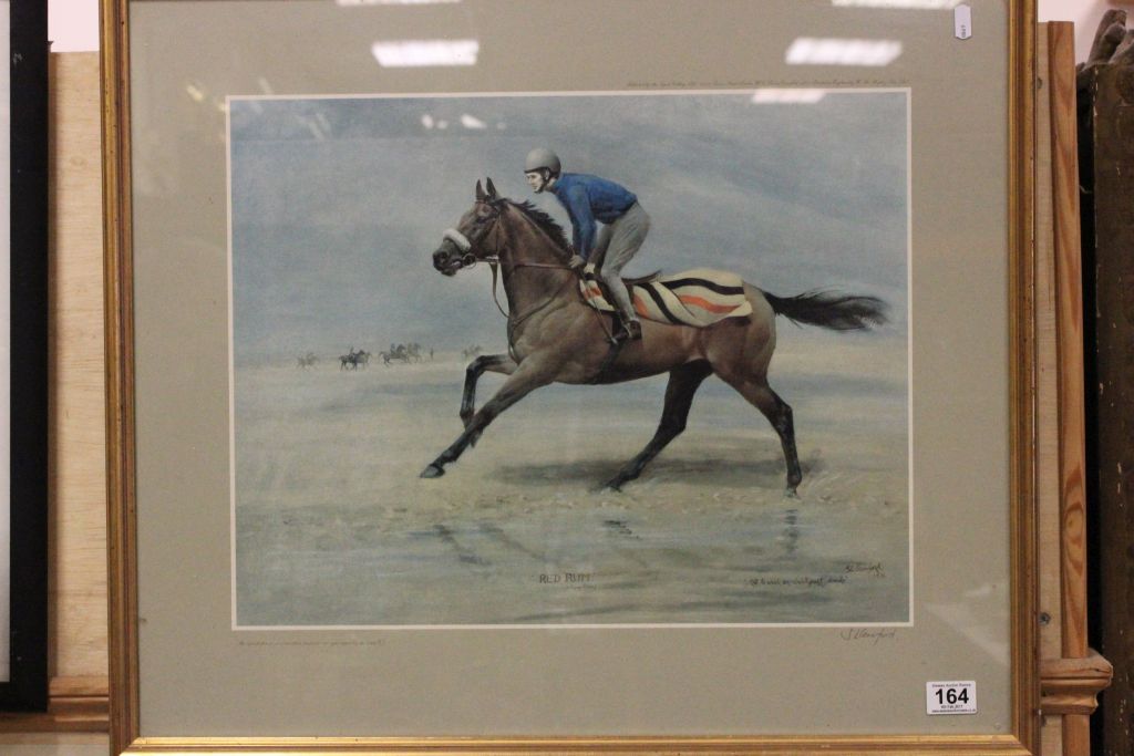 A limited edition print of Red Rum, signed by S L Crawford, 97/500
