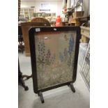 1930's / 40's Oak Framed Firescreen with Needlework Panel