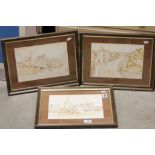 Three pen and ink sepia wash pictures of Chippenham by Errill Art Studio