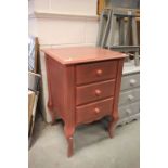 Painted Chest of Three Drawers on cabriole legs together with a Key Cabinet