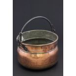 Antique Copper Cauldron with Iron Handle