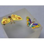 Silver and Enamel Butterfly Brooch and another Butterfly Brooch