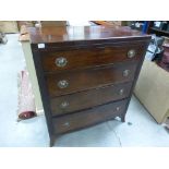 Early 19th century Mahogany Chest of Four Long Drawers on Splay Feet