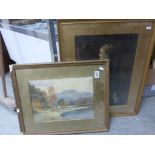 Framed & glazed landscape watercolour signed plus another picture