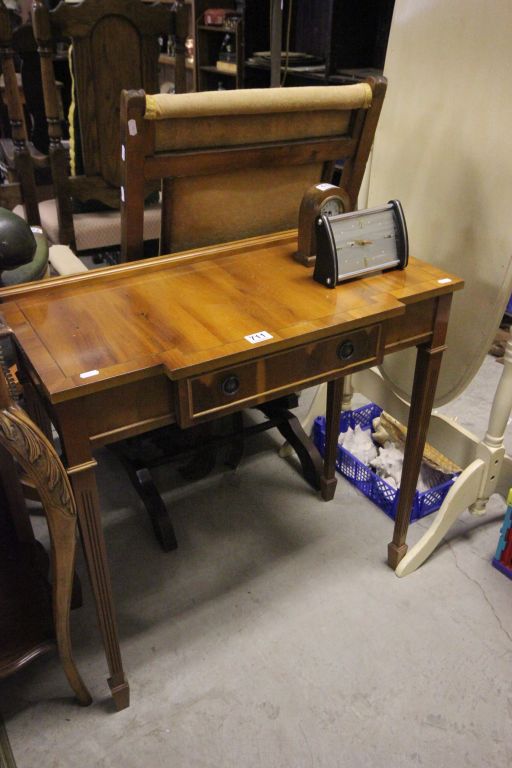 Yew Wood Side Table with Drawer