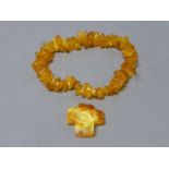 Amber Chip Necklace and an Amber Cross