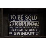 Vintage double sided enamel estate agent sign Fielder & Tuckett Swindon