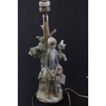 Boxed Lladro Table Lamp in the form of a Tree and Girl holding Basket