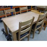 Contemporary Oak Dining Table with Four Matching Dining Chairs