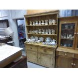 19th century Pine Dresser with Shelves above Two Drawers over Two Cupboards