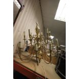 Large Gilt Metal Two Tier Sixteen Branch Chandelier