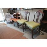 Pair of Sheraton Style Dining Chairs plus Pair of 19th century Chairs with Solid Seats