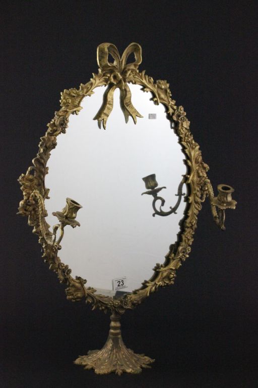 Large 19th century Gilt Brass Dressing Table Mirror