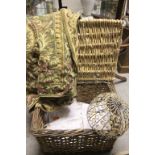 Wicker Hamper with Light Shades and Linen