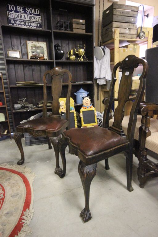 Pair of 19th century Oak Dutch Dining Chairs on cabriole legs and ball and claw feet
