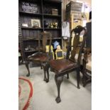 Pair of 19th century Oak Dutch Dining Chairs on cabriole legs and ball and claw feet