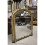 19th century Giltwood Arched Overmantle Mirror