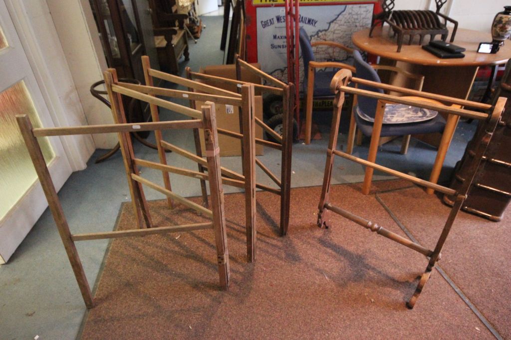 Victorian Towel Rail (a/f) together with Three Towel Airers