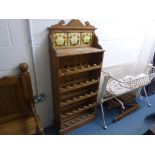 Pine Wine Rack Cabinet with Tiled Back