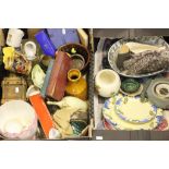 Two boxes of mixed collectable items to include; ceramics, glass, books, tins etc