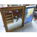 Large Pine Framed Mirror and a Camerod Moon Watercolour