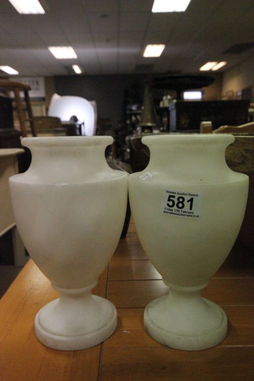 Pair of White Marble Urns