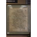 Framed map of Wiltshire by J Cary