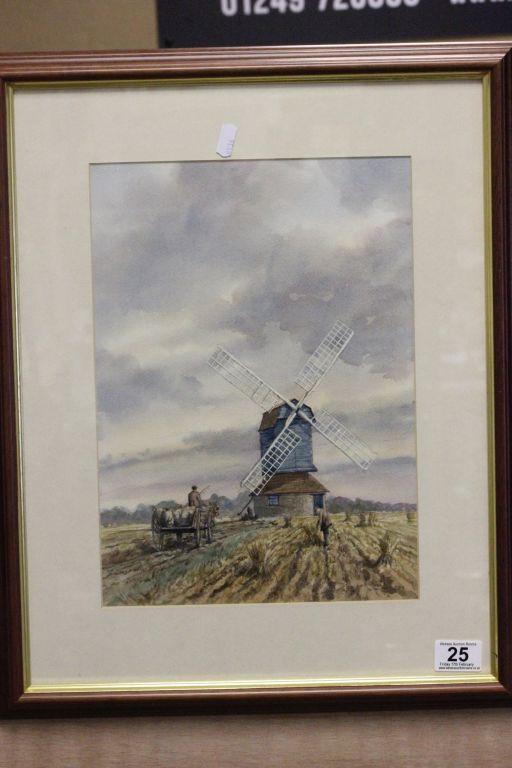 Framed watercolour of Sevington Milll by David James 1999