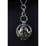 Large silver Masonic style pendant necklace cased