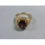 14ct yellow gold garnet and diamond cluster ring