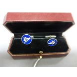 Pair of silver and enamel set Masonic cufflinks