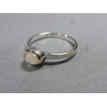 A silver Rose Quartz ring, finger size O