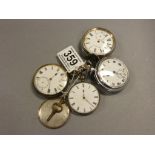 Four various pocketwatches, including one silver example, (all AF)