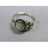 Silver and opal Art Deco style ring