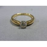 18ct yellow gold solitaire diamond of 35 points