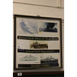 A framed display of three German naval ships including Zerstorer and two others