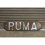 A wooden naval plaque with chrome lettering for H.M.S Puma
