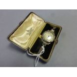 Ladies silver wristwatch in original Bakelite case