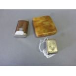Silver Plated Vesta Case, Tortoiseshell Effect Cigarette Case and a Wooden Snuff Box