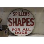 Vintage Circular Enamel Sign ' Spillers Shapes for all Dogs '