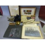 A collection of military related to George H Harris including Five ww2 medals, photographs,