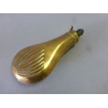 Antique copper shot flask with reeded decoration