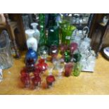 A collection of glassware including cruet sets etc